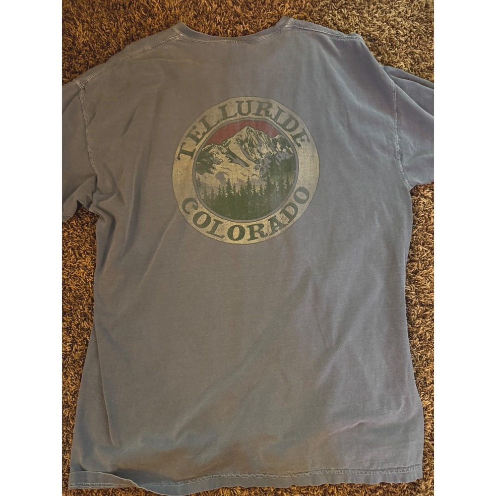 Comfort Colors Telluride Colorado Mountain Graphic T-Shirt Blue Gray Mens XL